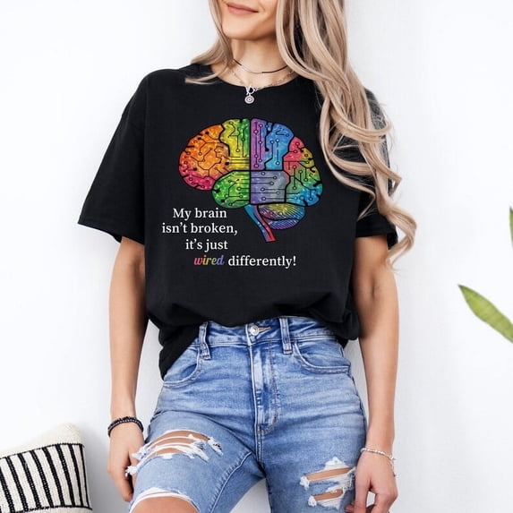 MiyazakiLy My Brain Isn’t Broken Shirt | Neurodiversity Affirmation Tee | Wired Differently Sweatshirt | Health Awareness Gift