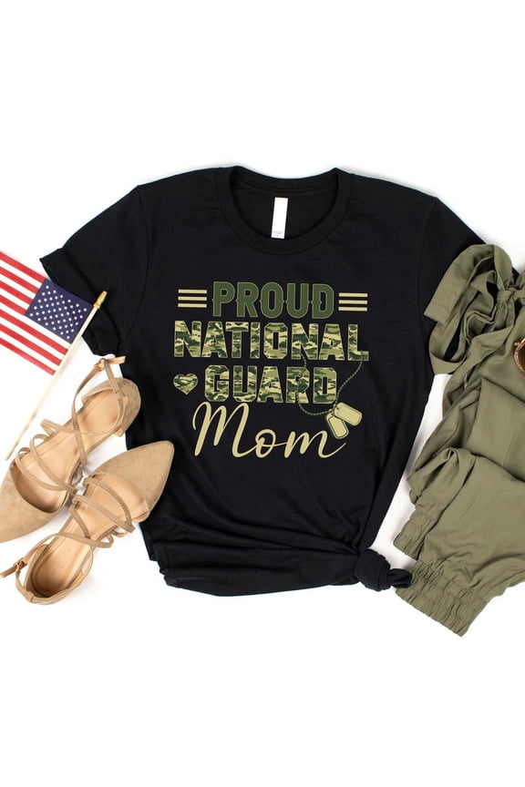 Proud National Guard Mom T-Shirt, Proud Army Mom Shirt, Military Mom Shirt, Custom Family Member Dog Tags Military Gift