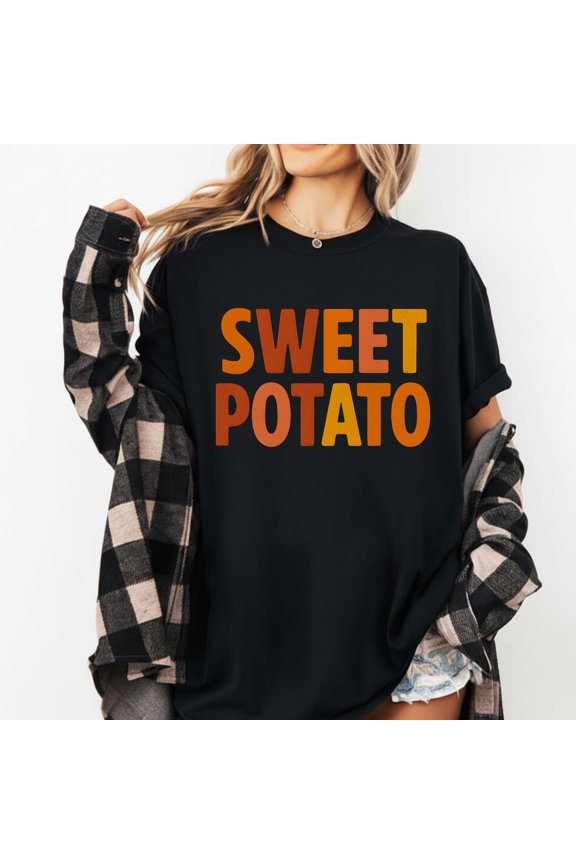 Sweet Potato T-Shirt Funny Graphic Tee, Grouchy Potato Shirt for Food Lovers, Cozy Retro Typography Top, Cute Fall Vegetable Gift Idea
