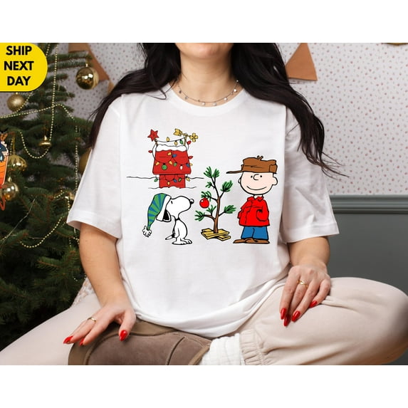 MiyazakiLy Vintage Christmas Cartoon Shirt,Charlie Brown Tree Tee,Holiday Snoopy Style Shirt,Cozy Xmas Gift for Her,Him,Snoopy Inspired Christmas shirt