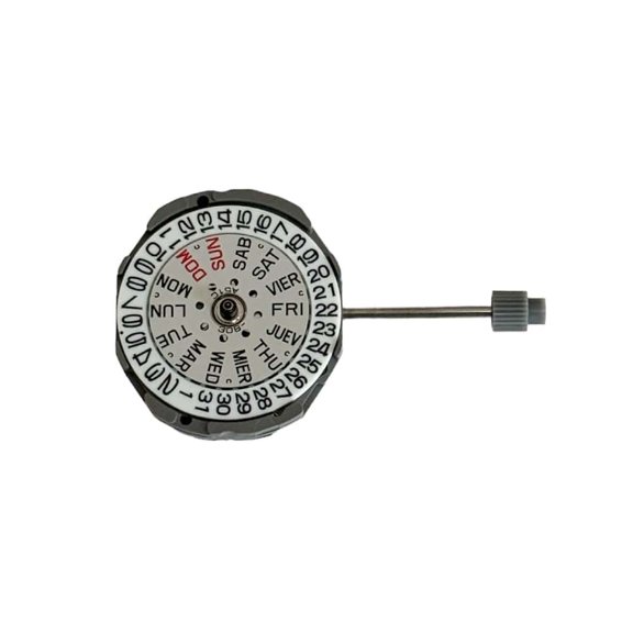 Miyota 1L02 6 3/4 x 8 quartz movement with date and day indications on 3 o'clock position