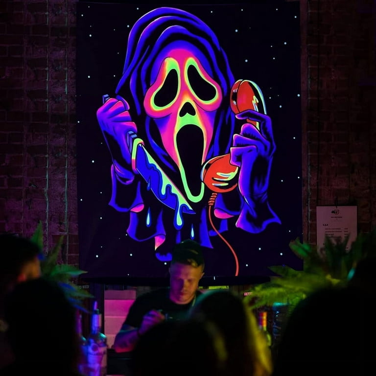 Miytal Blacklight Horror Face Tapestry UV Reactive Trippy Wall Hanging Tapestries Glow in the Dark Party Backdrop Tapestry for Bedroom Living Room 29.5 x 39.4 Walmart