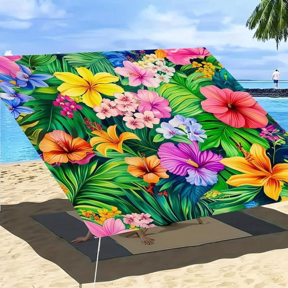 Miytal Tropical Floral Outdoor Canopy Tarp Sun Shade Sail, 6x6 ft