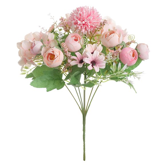 Miyuadkai 2.36" Artificial Silk Pink Rose Wedding Bouquet