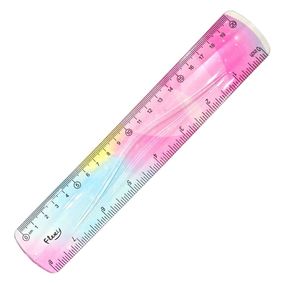 Miyuadkai 20cm Colored Flexible Ruler Color Code 3, 8 Inch Bendable Plastic Ruler, Soft Gradient Color Ruler with Centimeters and Inches, Perfect for Summer Math