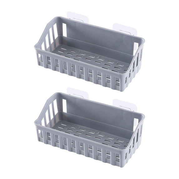 Miyuadkai 2Pcs Gray Punch-Free Bathroom Storage Rack Gray, 2Pcs Corner Storage Rack Basket Hanging Wall Organizer Kitchen Bathroom Holder Shelf Steward and Organizer, 2*Storage Racks