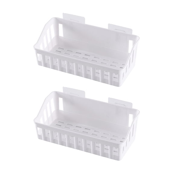 Miyuadkai 2Pcs White Punch-Free Bathroom Storage Rack, 2Pcs Corner Storage Rack Basket Hanging Wall Organizer Kitchen Bathroom Holder Shelf Steward and Organizer, 2*Storage Racks