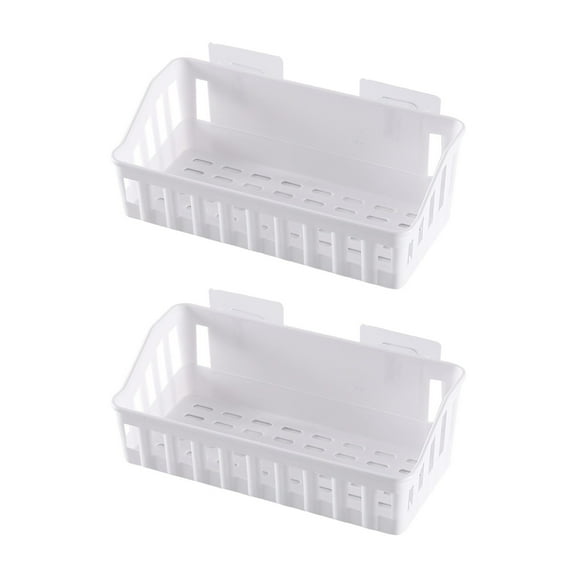 Miyuadkai 2Pcs White Punch-Free Bathroom Storage Rack, 2Pcs Corner Storage Rack Basket Hanging Wall Organizer Kitchen Bathroom Holder Shelf Steward and Organizer, 2*Storage Racks