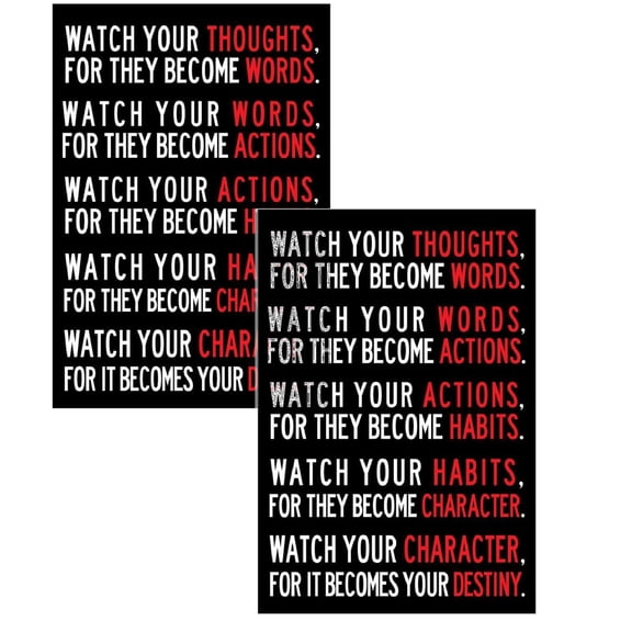 Miyuadkai 2pc Posters Claerance 19inch Your Poster Motivational Watch 13 Thoughts X Other Room Decor Black