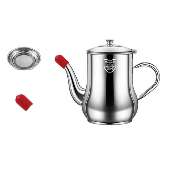 Miyuadkai 304 Stainless Steel Oil Pot 1000Ml, Oil Can Container with Strainer Up Large Filter Stainless Containers Kitchen Storage, 1*Stainless Steel Oil Pot