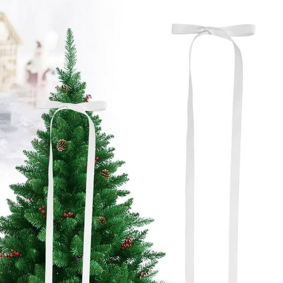 Miyuadkai 36Cm White Ribbon with Bow, Bow Clip for Women Silky Long Tail Satin Ribbon Bow Clips Cute Tassel Double Bowknot Barrettes Accessories Decorations for Braids Ponytails