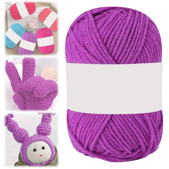 Miyuadkai 4-Ply Milk Cotton Wool Knitting Yarn D, 1 Pcs Soft Cotton Yarn Skeins for Diy Doll Sweater Hats Scarf Shawl, 1 Roll of Yarn