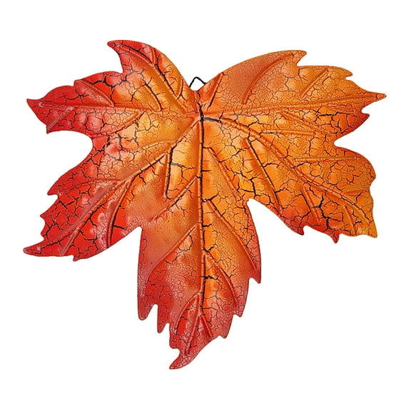 Miyuadkai Under 5 $, Set of 3 Orange Maple Leaf Wall Art, Wrought Iron Fall Hanging Decor for Garden, Patio, Thanksgiving, Autumn Festival Home Entrance Sculpture