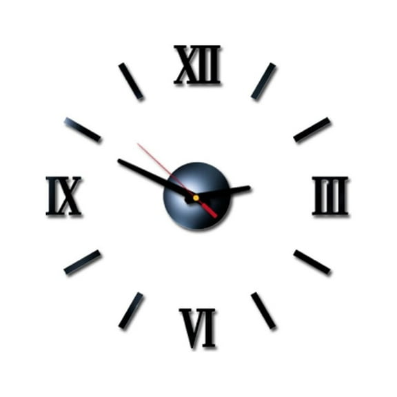 Miyuadkai Alarm Clock 3D Diy Roman Numbers Acrylic Mirror Wall Sticker Clock Home Decor Mural Decals Black