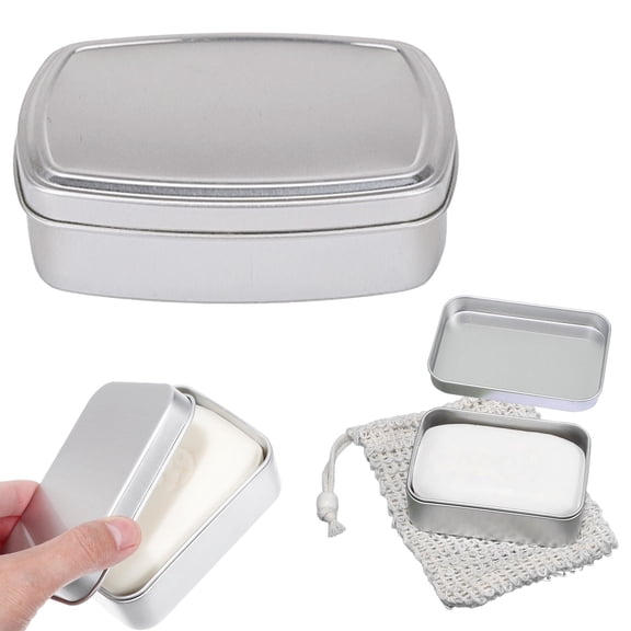 Miyuadkai Aluminum Soap Dish with Lid for Camping Gym Home, Rectangular Aluminum Tin Box 957028mm Metal Storage Container for Soap, 150ml