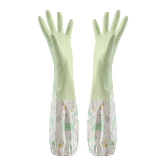 Miyuadkai Apron Sleeve Clearance Rubber Cleaning Gloves with Lining Household Thickening Pwaterproof Kitchen Dish Washing Latex Glove tools B