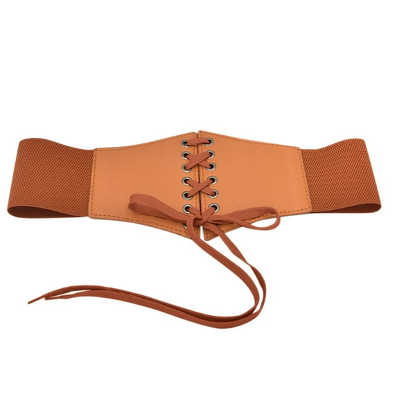 Miyuadkai Belt Women Corset Belt Wide Leather Waist Belt For Daily Punk Dresses Chest Elastic Waistband Accessory Brown