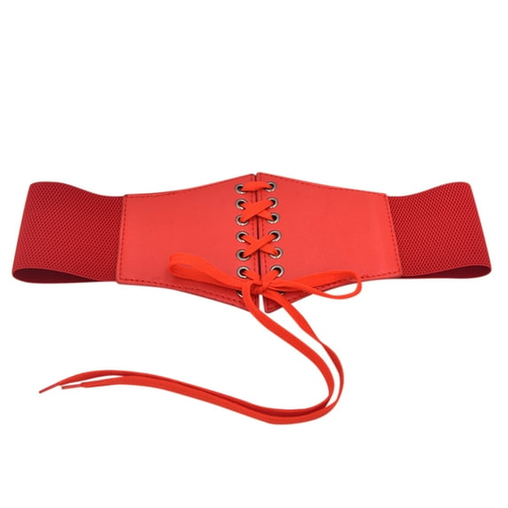 Miyuadkai Belt Women Corset Belt Wide Leather Waist Belt For Daily Punk Dresses Chest Elastic Waistband Accessory Red