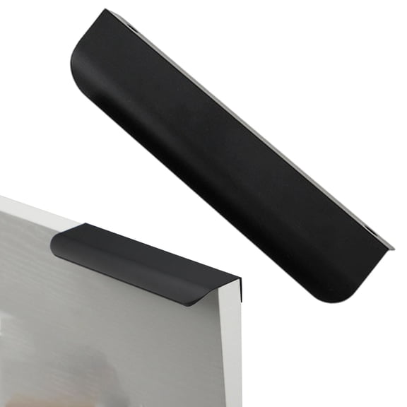 Miyuadkai Black 15cm Finger Operated Concealed Cabinet Handle, Alloy Material Universal Hardware Handle for Drawers and Dressing Tables, Sleek Modern Design