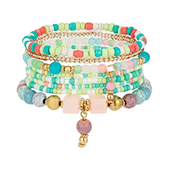 Miyuadkai Bracelets Bohemian Bracelets For Women 6 Sets Bracelets Multilayer Stack Colorful Beads Bracelet Adjustable Jewelry Multicolor One Size