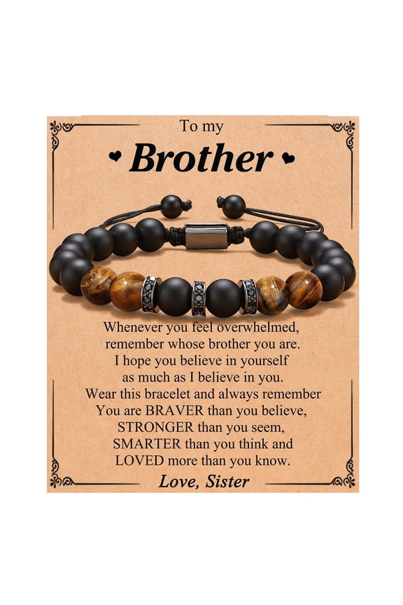 Bracelets To My Brother Bracelet Colorful Natural Stone Beads Card Bracelet Braided Rope Handmade Stone Woven Bracelet Jewelry Gifts For Women Girls Jewelry Black One Size