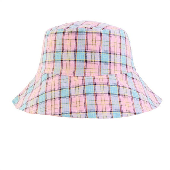 Miyuadkai Bucket Hat Clearance Unisex Double Side Wear Reversible Bucket Hat Trendy Cotton Twill Canvas Sun Fishing Hat Fashion Cap Accessories Pink