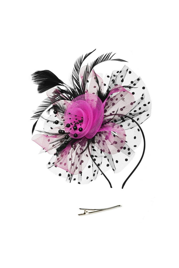 Caps Hat For Women Wedding Flower tail Mesh Feathers Hair Clip Tea Party Headband Accessory Black