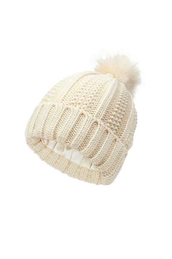 Caps Knitted Hat For Women Cap With Knit Winter Womens Warm Hats Pom Baseball Caps Accessory Beige