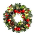 thumbnail image 1 of Miyuadkai Christmas Vine Ring Red Fruit Wreath 20Cm with 10 Led Lights, Holiday Door Wreath with Bow Berries and Pine Needles for Front Door Wall Indoor Outdoor Christmas Decorations, 1 of 7