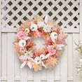 thumbnail image 1 of Miyuadkai Claerance! Artificial White Pumpkin Pink Wreath - 15.7-Inch Fall Front Door Decoration, Perfect for Outdoor, Porch, and Christmas Autumn Festival Decorations, 1 of 8