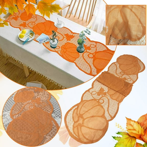 Miyuadkai Claerance! Thanksgiving Table Runner Maple Leaf Pumpkin Family Party Table Runner, Thanksgiving Table Runner Maple Pumpkin Home Table Runner Dinner