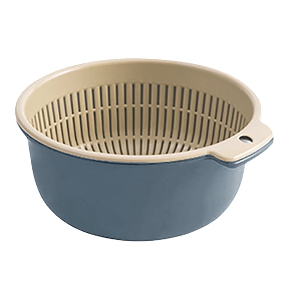 Miyuadkai Colander Bowl Set of 2, Double Layered Plastic Food Strainer Fruit and Vegetable Washing Basket Pasta Drainer Kitchen Colander for Washing Draining and Serving