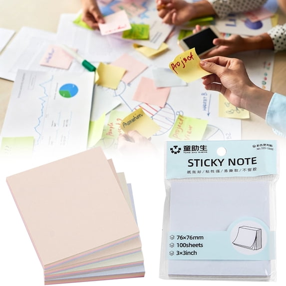 Miyuadkai Color Sticky Notes, Colorful Tearable Adhesive sch-ol Message Note Papers for Studants, Morendi Colored Sticky Notes Medium Size 100 Sheets