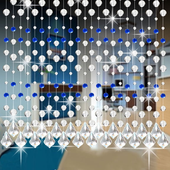 Miyuadkai Crystal Bead Curtain, Beaded Door Curtain 1 Meter Wide, Glass Crystal Hanging String Curtain with Light Reflecting Beads for Living Room Arch Doorway