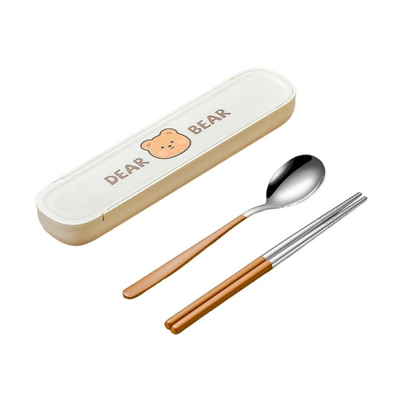 Miyuadkai Dinnerware Sets Clearance 304 Stainless Steel Chopsticks Spoon Set Spoon Chopsticks Set Travel Dinnerware Two Piece Set Kitchen Organizers and Storage B