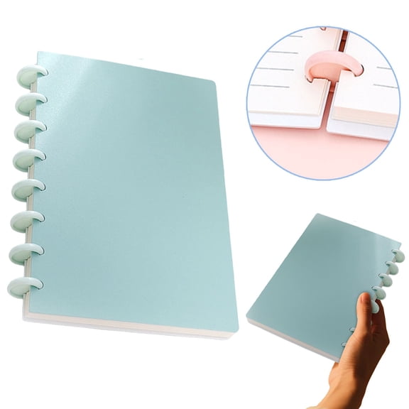 Miyuadkai Discbound A5 Notebok with 8 Discs, Poly Cover Planner with Removable Pages for Work and Travel, Macaron Mushroom Clips – G