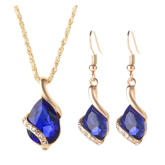 Miyuadkai Earrings Bib Multicolor Womens Women's Earrings Necklace Jewelry Gift Mixed Chain Style Necklaces Pendants Jewelry Dark blue One Size