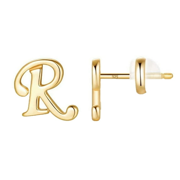 Miyuadkai Earrings Earrings 26 Plated Women's Alphabet With Gold Stud Earrings Gold Accessory Jewelry R One Size