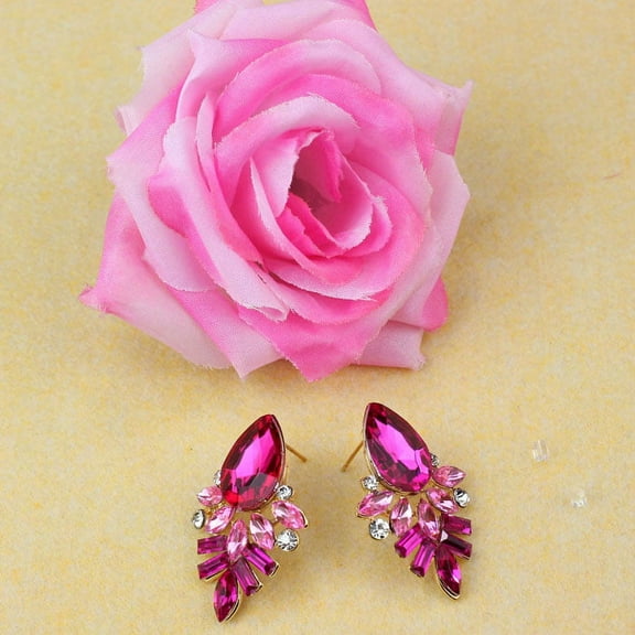 Miyuadkai Earrings Lady Women Ear Studs Alloy Earrings Fashion Drop Earrings Jewelry Hot Pink One Size