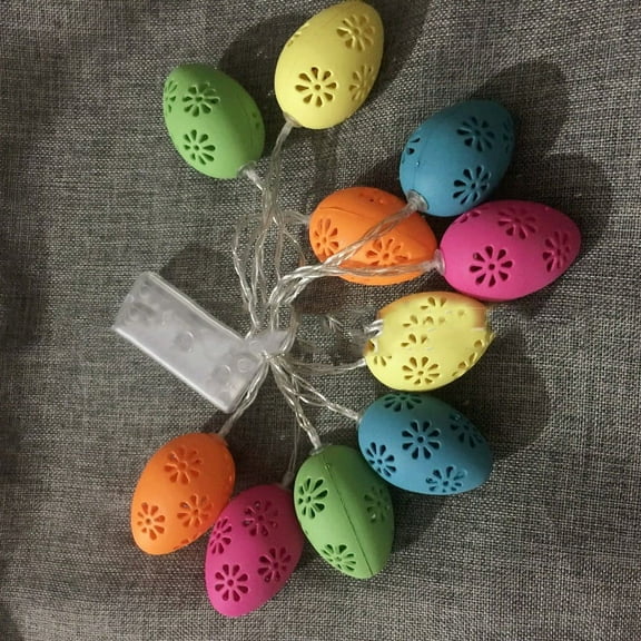 Miyuadkai Easter Egg String Lights Lighted Easter Egg Tree Tabletop1.5m Artificial Birch Tree Lights 10-Count Pastel Multi-Color Easter Egg String Light Set Spring Easter Decorations