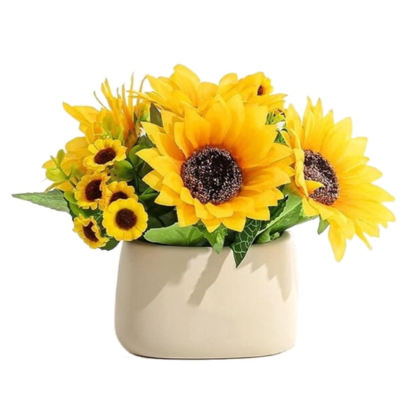 Miyuadkai Fake Plants Flower Clearance Artificial Sunflowers Bouquets Dummy Silk Sunflowers with Stems for Decorations Yellow Faux Sun Flowers Bulk Arrangements for Wedding Birthday Party Room Decor C