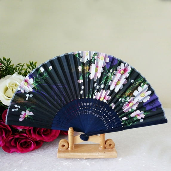 Miyuadkai Fans Clearance Pattern Folding Dance Wedding Party Lace Silk Folding Hand Held Flower Fan F Room Decor F
