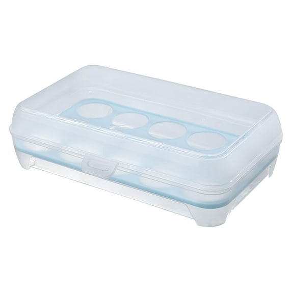 Miyuadkai Food Storage Clearance Large Capacity Egg Holder for Refrigerator Egg Fresh Storage Box for Fridge Egg Storage Container Organizer Clear Storage Container Blue