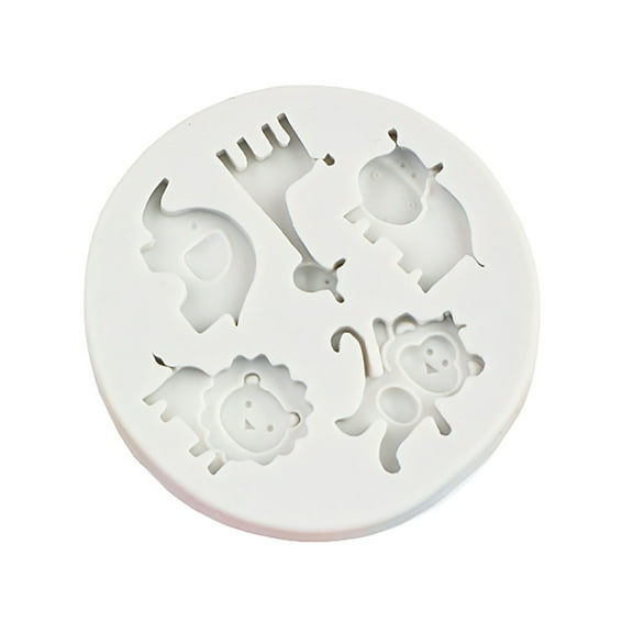 Miyuadkai Forest Animal Series Cake Mold, Animals Hippo Elephant Monkey Giraffe Small Animal Fondant Cake Decoration Silicone, 1 Mold