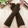 thumbnail image 1 of Miyuadkai Gloves Mittens Mitten Long Gloves Knitted Fingerless Arm Women Winter Warmer Fashion Wrist Gloves Accessory Coffee, 1 of 2