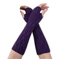 thumbnail image 1 of Miyuadkai Gloves Mittens Mitten Long Gloves Knitted Fingerless Arm Women Winter Warmer Fashion Wrist Gloves Accessory Purple, 1 of 2