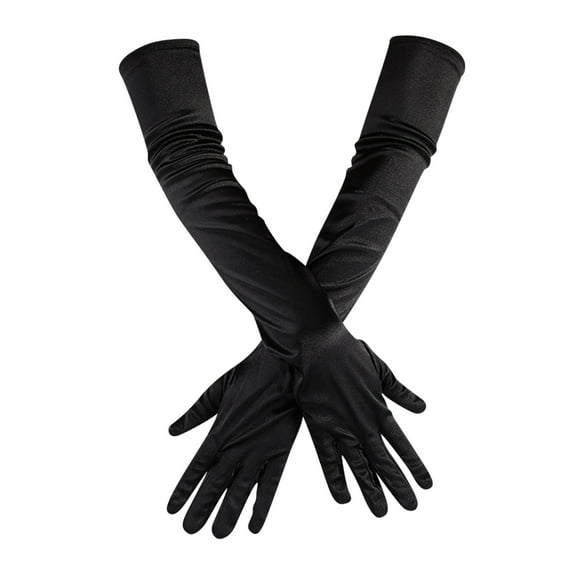 Miyuadkai Gloves Mittens Opera Dance Elbow Finger 1920s Bridal Long Length Gloves Satin Women's Gloves Gloves Accessory Black