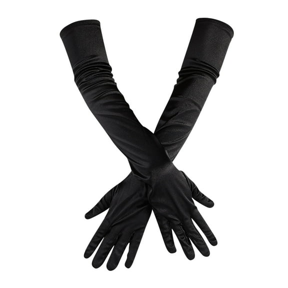 Miyuadkai Gloves Mittens Opera Dance Elbow Finger 1920s Bridal Long Length Gloves Satin Women's Gloves Gloves Accessory Black