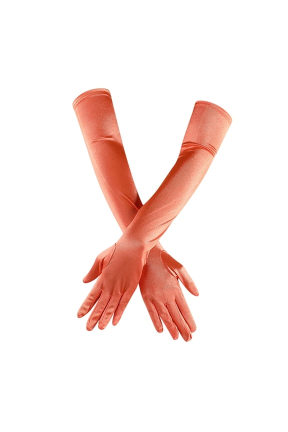 Gloves Mittens Opera Dance Elbow Finger 1920s Bridal Long Length Gloves Satin Women's Gloves Gloves Accessory Orange