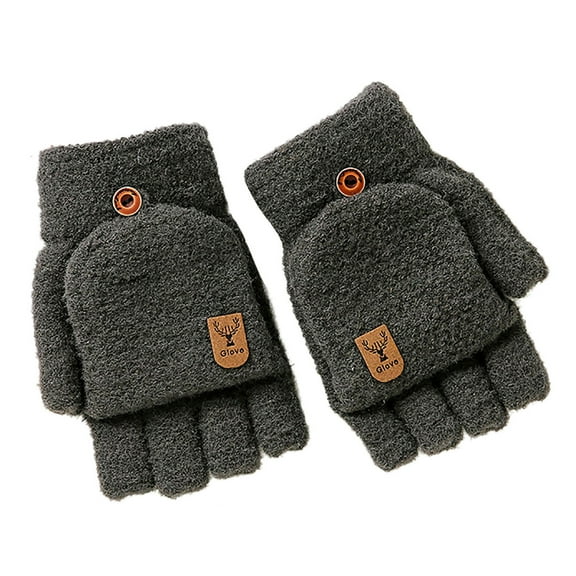 Miyuadkai Gloves Mittens Winter Knitted Fingerless Gloves Thermal Insulation Warm Convertible Mittens Cover For Men Women Accessory A